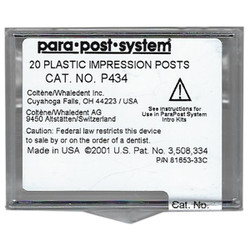 ParaPost P43-4 yellow .040' (1.0mm) plastic impression post, 20 post refill