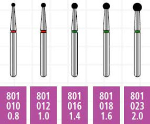 Alpen x1 FG #801.023 Coarse Grit, Ball Shaped, Single Use Diamond Bur. Package