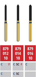 Alpen FG #879.016 Coarse Grit, Beveled Cylinder Diamond Bur. Package of 5 Burs