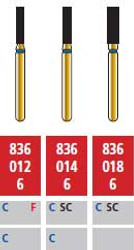Alpen FG #836.012 Fine Grit, Flat End Cylinder Diamond Bur. Package of 5 Burs
