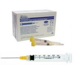 Monoject #513 ED 3cc Irrigating Syringes with 27 gauge x 1.25' Needle, Yellow