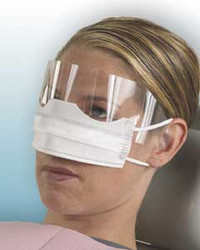 Patient Safety Mask with Shield, White, Fluid Resistant, Latex-Free, 25/Bx. Due