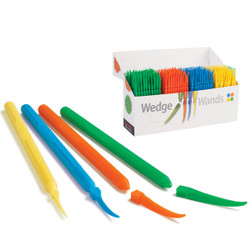 Wedge Wands Medium Orange, 100/Pack. Anatomically shaped plastic matrix wedge
