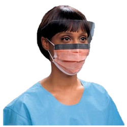 FluidShield Orange Procedure Ear-Loop Mask w/Wraparound Splashguard Visor