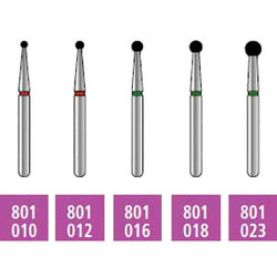 House Brand FG 801.016 Coarse, Round, Single Use Diamond Bur, 10/Pk