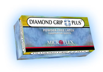 Diamond Grip Plus Latex Gloves: MEDIUM Powder-Free, Textured, Non-Sterile 100/Bx