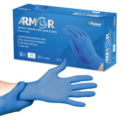 Armor Nitrile Exam Gloves - LARGE 100/Bx. Blue, Powder-Free, Latex Free, Tear