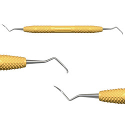 Cruise Line MT 4-5 Sickle Scaler with Yellow Handle. Posterior sickle, adapts