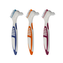 CareBrush Assorted Colors Premium Angled Denture Brushes, Soft Dual Action 12/Pack