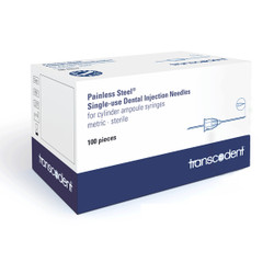 Transcodent Painless Steel Injection Needles - 30 gauge Short, 100/Box. Blue