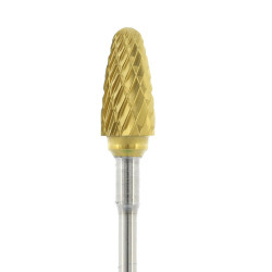 Gold Carbide Burs, Laboratory 84T, Taper, HP, Dual Cut, Each