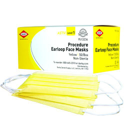 Procedure Earloop Masks ASTM Level 1 Yellow, 50/Box