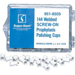 Polishing Cups Screw On, Webbed, White, 144/Pkg, Medium, Latex