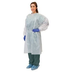 Disposable White Isolation Gowns, 10/Pk  (House Brand - Digow10-WH) - Overstock