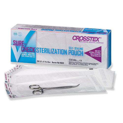 Sure-Check Sterilization Pouches 5.25"x10" 200/Box (Crosstex - SCM2) - exp. 04/2025