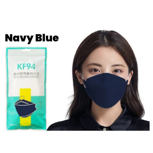 KF94 Face Mask, Navy Blue, 10/Pack - Overstock