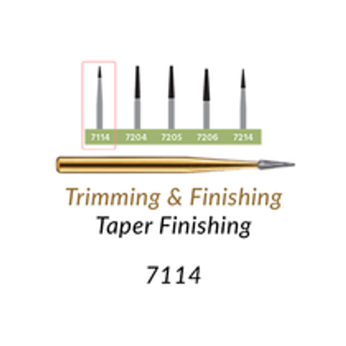 Carbide Burs. FG-7114 T&F 12-blades Taper Finishing. Pack of 100/Bag