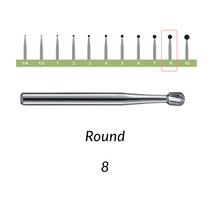 Carbide Burs. RA-8 OS Round. Pack of 100/Bag