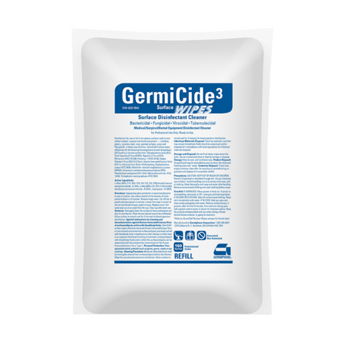 Germicide3 Disinfectant Wipes Refill, 160/Pack