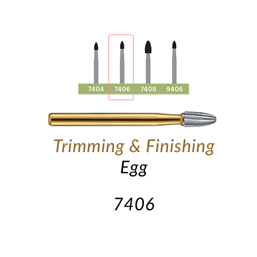 Carbide Burs. FG-7406 T&F 12-blades Egg. 1 pc