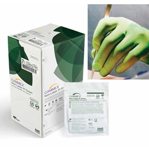 GAMMEX Non-Latex PI Green Polyisoprene Surgical Gloves, 50 pairs/box: Size