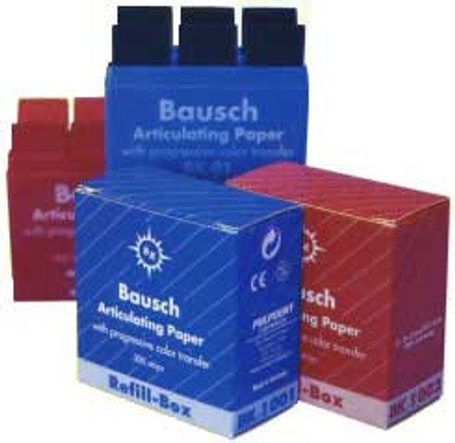 Bausch .008' (200 microns) RED Articulating Paper Strips, 300 Strips in Plastic
