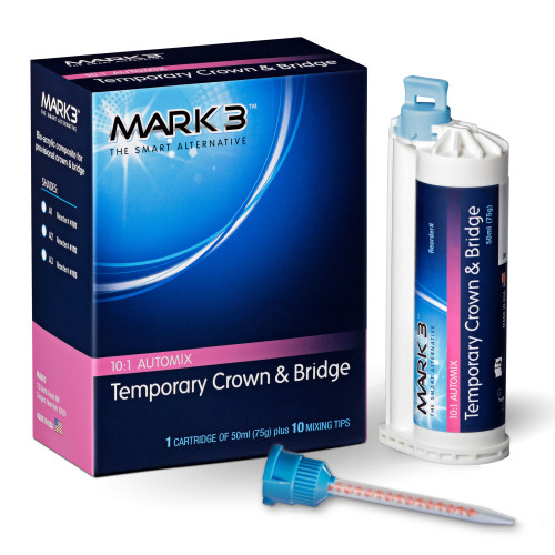 MARK3 Crown & Bridge Temporary Material - A1, 75 Gm. Cartridge and 10 Mixing Tips
