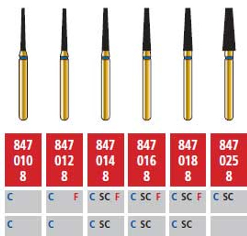 Alpen FG #847.016 Coarse Grit, Flat End Taper Diamond Bur. Package of 5 Burs