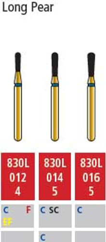 Alpen FG #830.012 Coarse Grit, Long Pear Shaped Diamond Bur. Package of 5 Burs