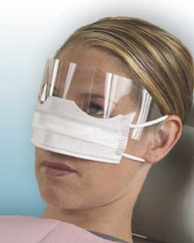 Patient Safety Mask with Shield, White, Fluid Resistant, Latex-Free, 25/Bx. Due