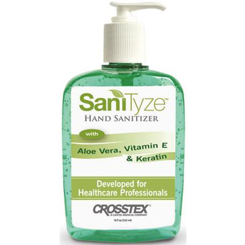 SaniTyze 70% Ethyl Alcohol Hand Sanitizer Gel 18oz Bottle. Contains Aloe Vera