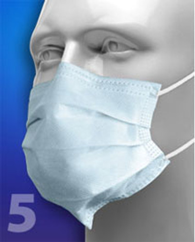 Ultra SecureFit Ear-Loop Face Mask - Blue. Fluid Resistant, BFE > 98%, PFE