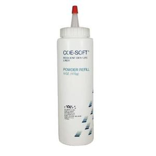 Coe-Soft 6 oz. Powder. EXPORT PACKAGE. Soft Denture Reline Material, Self-Cure