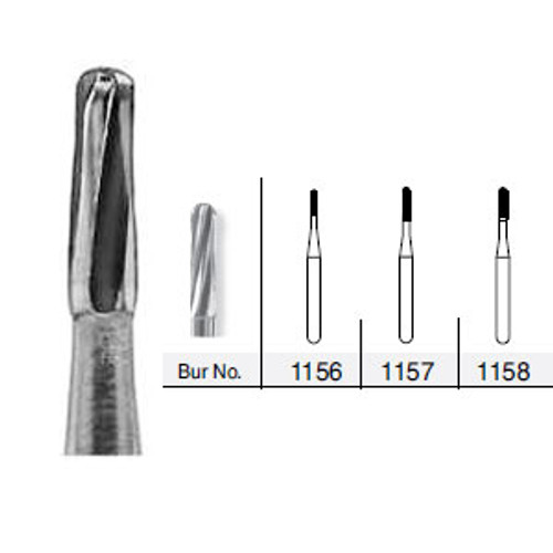 House Brand FG #1157 SS (short shank) Straight Dome Plain Carbide Bur, clinic