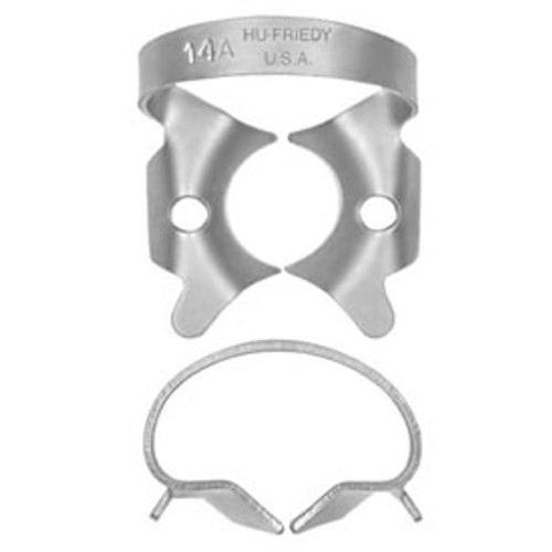 Hu-Friedy Satin Steel #14A Winged Rubber Dam Clamp Downward Sloped Jaws