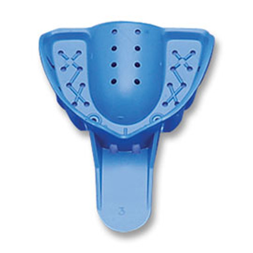 Tray-Aways #3 Perforated Medium Upper Full-Arch Blue Plastic Impression Trays