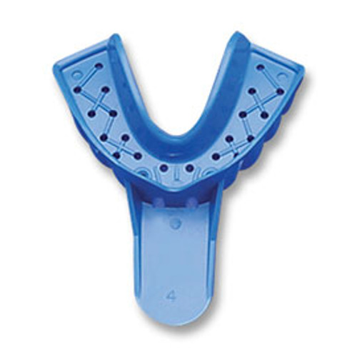 Tray-Aways #4 Perforated Medium Lower Full-Arch Blue Plastic Impression Trays