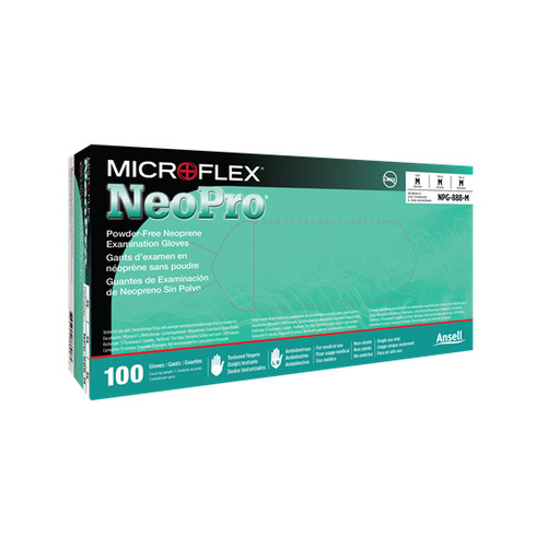 NeoPro Chloroprene glove: Medium, 100/Bx, Green, Non-Sterile, Powder-Free