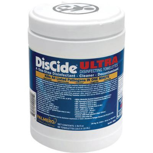 DisCide Ultra Disinfecting Towelettes 10.5' x 10', 60/Can. Hospital Grade