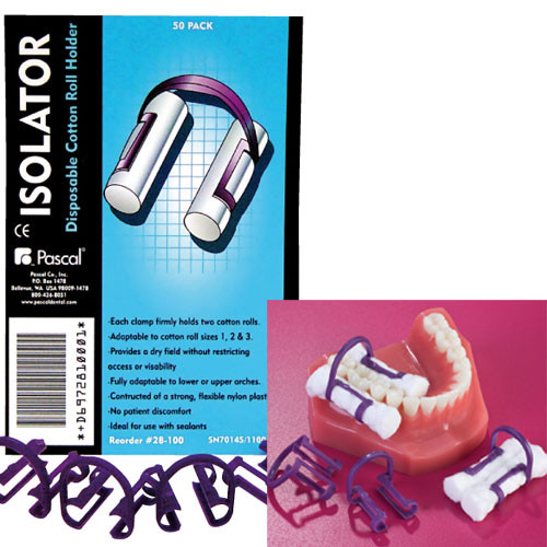 Isolator Cotton Roll Holder, Disposable 100/Bag. Adaptable to cotton roll sizes