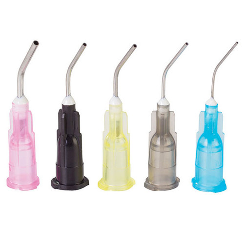 Plasdent 22 ga Pre-Bent Luer Lock Dispensing Tips, Gray 100/Bag