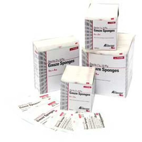 ProAdvantage 4' x 4' 8-ply 2s sterile gauze sponges, packaged in 2 sponges