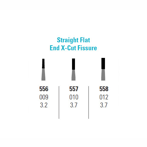 Quala FG #557 Straight Flat End Crosscut Fissure Carbide Bur, 50 burs/pack