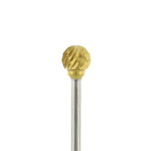 Gold Carbide Burs, Laboratory 52D, Round, HP, Dual Cut, Each