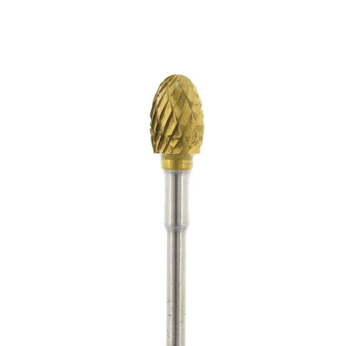 Gold Carbide Burs, Laboratory 52C, Egg, HP, Dual Cut, Each
