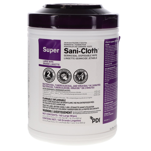 Sani-Cloth Prime Germicidal Disposable Wipes XL 7.5' x 15', 70/Can - exp. 12/2025