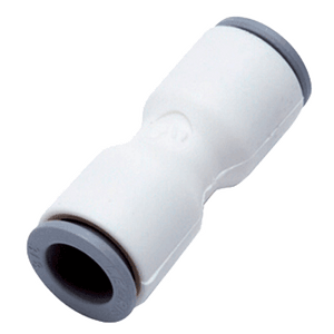1/2" LIQUIfit® Series White Bio-Based Polymer Union Connector, Push-To-Connect, EPDM O-Ring, Stainless Steel Gripping Ring