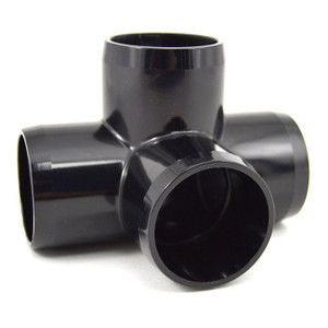 1-1/4" 4-Way PVC Furniture Fitting - Black 1-1/4" 4-Way PVC Furniture Fitting - Black