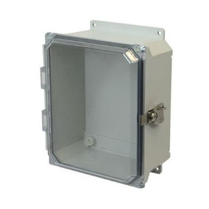 AMU1084CCTF 10x8x4 NEMA 4X Fiberglass Enclosure w/ Twist Latch Clear Hinged Cover Flange Mount AMU1084CCTF 10x8x4 NEMA 4X Fiberglass Enclosure w/ Twist Latch Clear Hinged Cover Flange Mount
