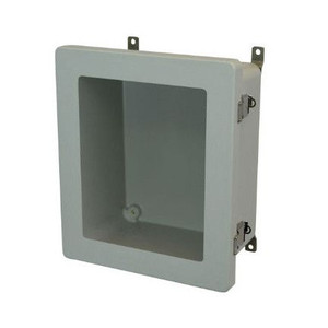 AM1426LW 14x12x6 NEMA 4X Fiberglass Enclosure w/ Quick-Release Latch Hinged Cover Window